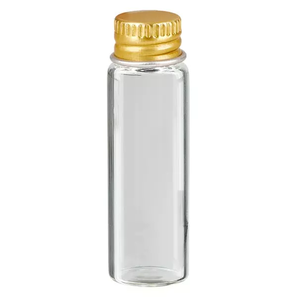 5ml Mini Glasflasche klar Metallverschluss gold UNiTWIST 5ml Mini Glasflasche klar Metallverschluss gold UNiTWIST