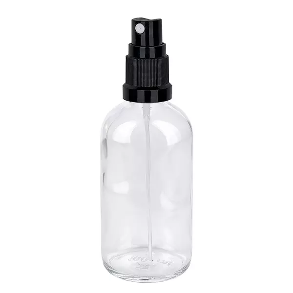 ClearLine Glassprayflasche 100ml transparent schwarz ideal für Parfum und Lotionen