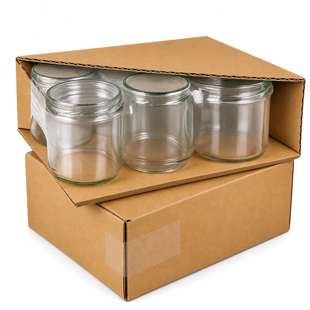 Professionelle Verpackung 1062ml Rundgläser mit BasicSeal Deckel in Kartonbox sichere Lieferung Großbestellung