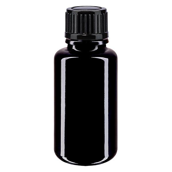 Apothekenflasche violett 20ml Tropfverschluss 1mm schwarz Standard
