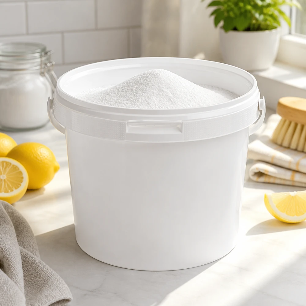Eimer 5.6L aus weißem Kunststoff Polypropylen mit Deckel Vielseitiger Aufbewahrungseimer 5,6 Liter weiß aus PP mit Clipverschluss und Henkel