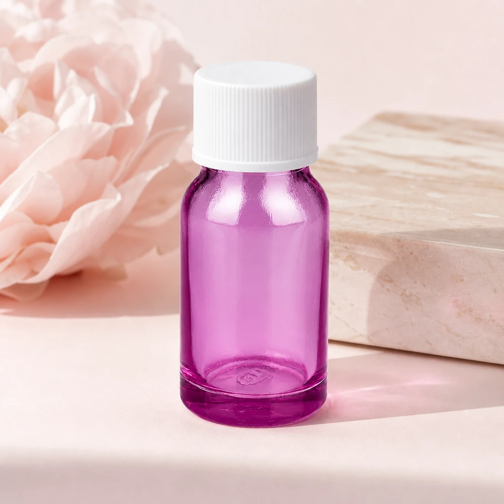 Elegante 10ml Flasche in violettem Glas kombiniert Funktionalität mit ansprechendem Design