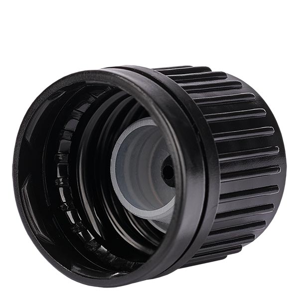 Schraubverschluss mit Tropfeinsatz schwarz DIN18