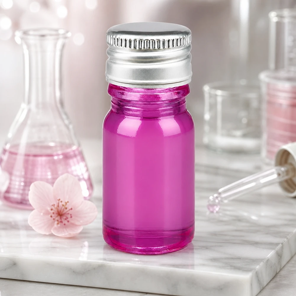 5ml Glasflasche lila mit 11mm Aluminiumverschluss silber für mobile Anwendung unterwegs
