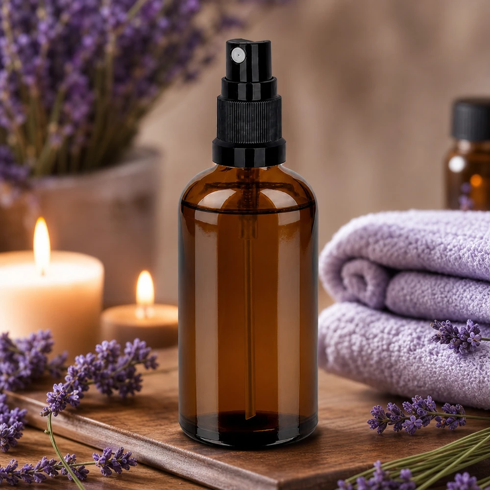 Professionelle 100ml Sprayflasche braun schwarz mit UT18 Gewinde für gleichmäßige Dosierung