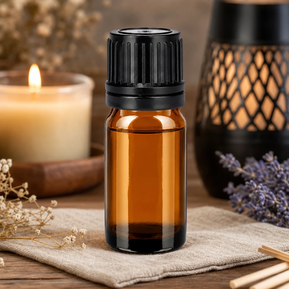 Elegante 5ml Braunglasflasche mit mattem schwarzem Verschluss für hochwertige Essenzen
