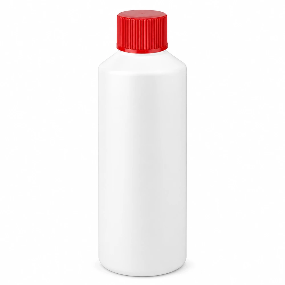 Apothekenflasche HDPE 100ml weiß, mit rotem Schraubverschluss Leere Apothekenflasche 100ml HDPE weiß roter SV für Flüssigkeiten und Chemikalien