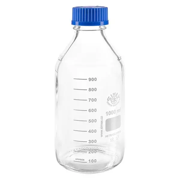 Laborgewindeflasche 1000ml mit Kappe, Borosilikat Laborgewindeflasche 1000ml mit Kappe, Borosilikat