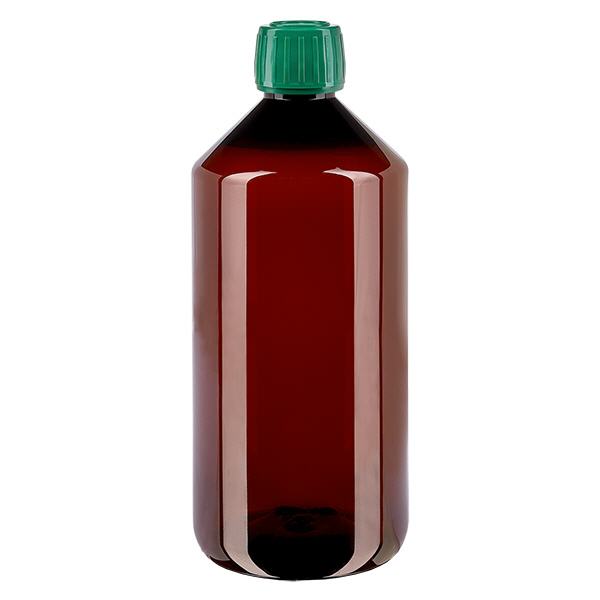 PET Flasche 1000ml mit grünem Verschluss Originalitätsverschluss PET Flasche 1000ml mit grünem Verschluss Originalitätsverschluss