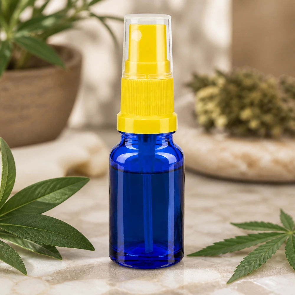 Robuste 10ml Glasflasche mit Sprühaufsatz gelb für mobile Anwendung BlueLine UT18 10