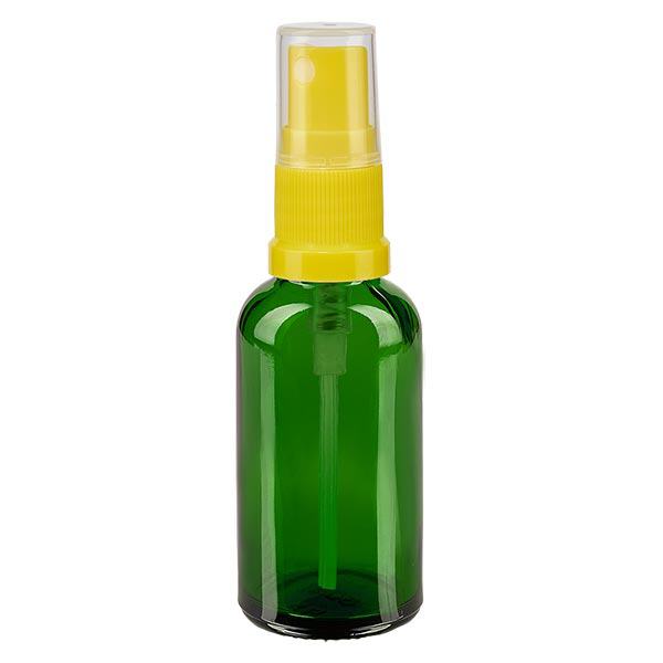 Apothekenflasche grün 30ml Sprayaufsatz gelb