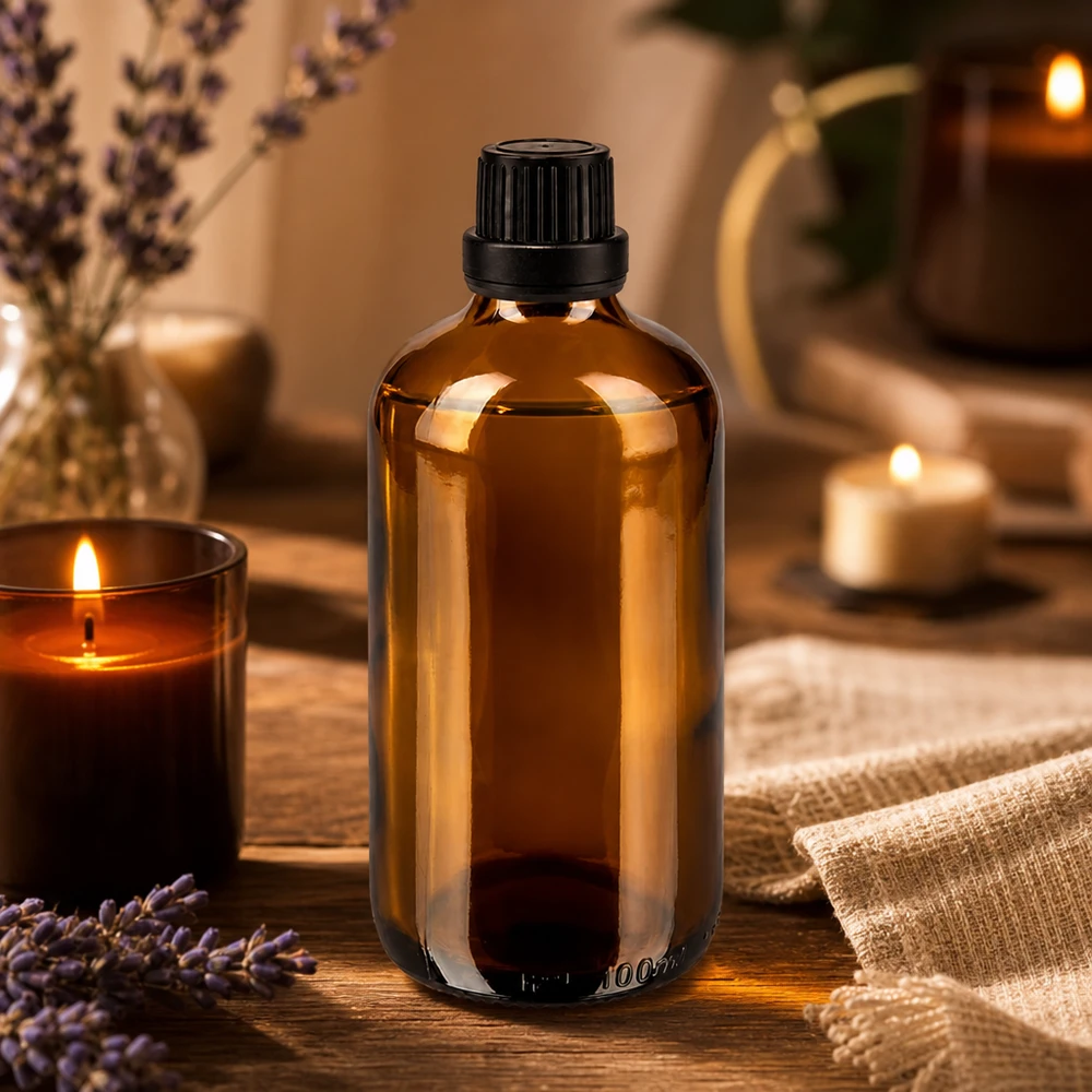 Apothekenflasche braun 100ml Schraubverschluss schwarz Dichteinlage Originalitätsverschluss Kompakte 100ml Apothekerflasche aus braunem Borosilikatglas mit schwarzem Dosierverschluss
