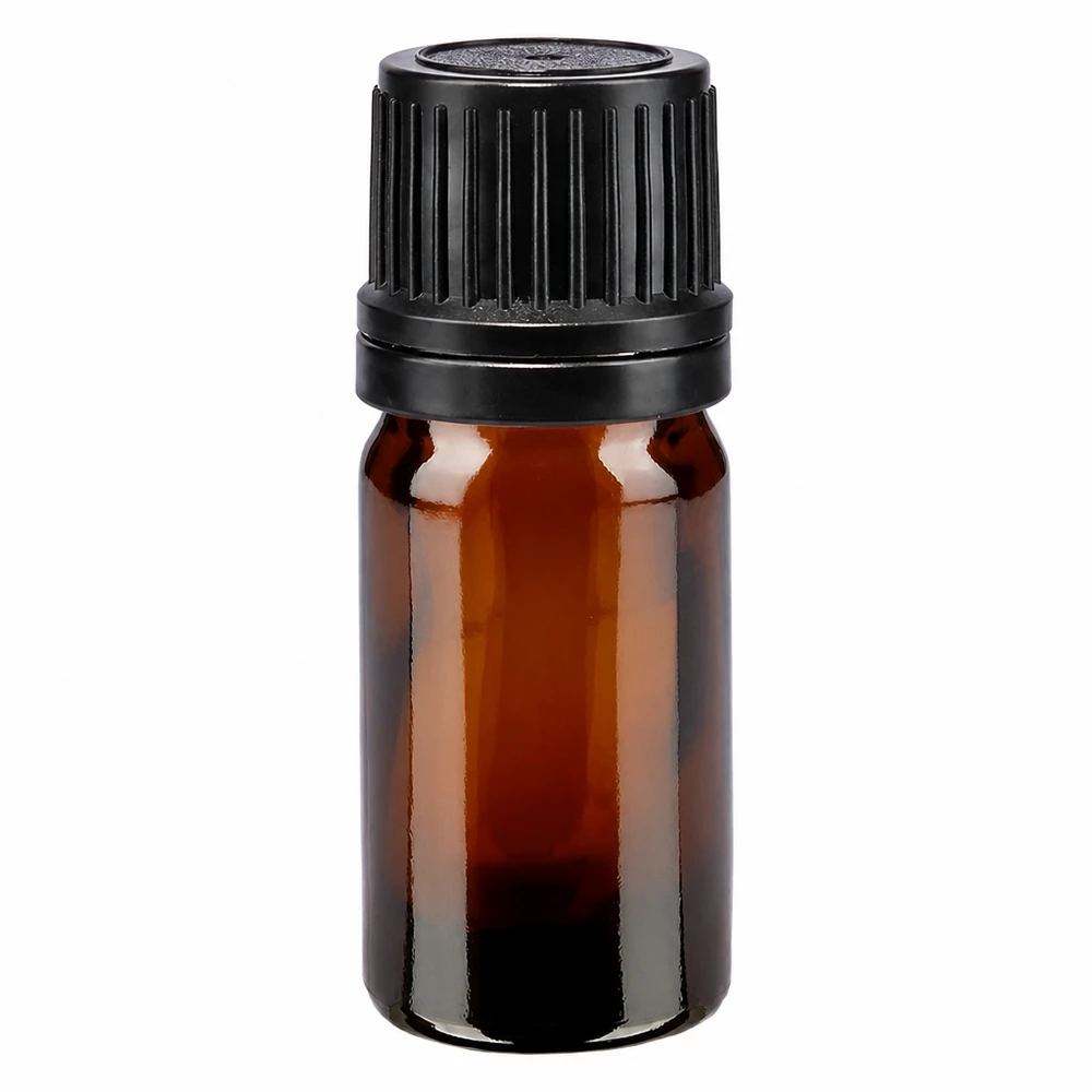 Apothekenflasche braun 5ml Schraubverschluss schwarz Giessring Originalitätsverschluss 5ml Braunglas Flasche GR OV schwarz Apothekenqualität UV-Schutzglas