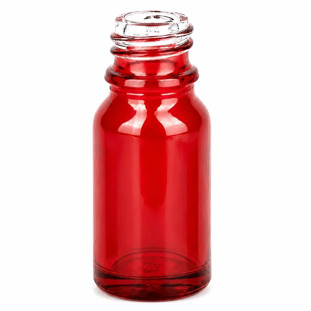 Hochwertige 10ml Apothekenflasche aus rotem Glas mit universellem UT18/10 Schraubverschluss