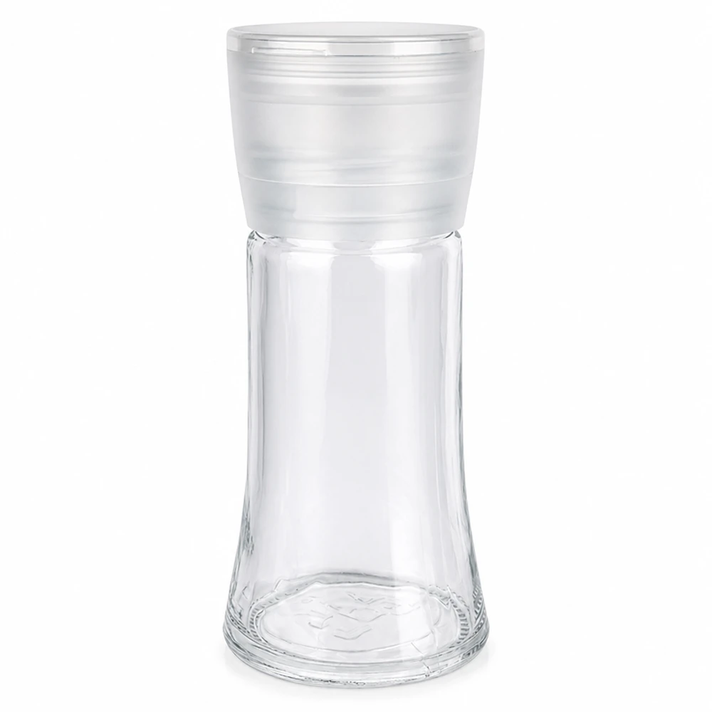 Salz-/Gewürzglas 95ml mit Mühle Vario weiss Nachfüllbares Salzmühlenglas 95ml Vario in Weiss mit eleganter Glasform und Kunststoffdeckel