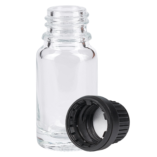 10ml Flasche 11mm Schraubverschluss schwarz Originalitätsverschluss ClearLine UT18/10 10ml Flasche 11mm Schraubverschluss schwarz Originalitätsverschluss ClearLine UT18/10