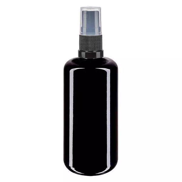 Apothekenflasche violett 200ml Sprayaufsatz schwarz Apothekenflasche violett 200ml Sprayaufsatz schwarz