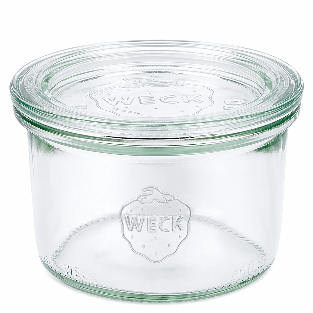 200ml Sturzglas mit Glasdeckel WECK RR80 WECK Sturzglas 200ml mit Glasdeckel RR80 Einmachglas transparent für Konservierung und Aufbewahrung