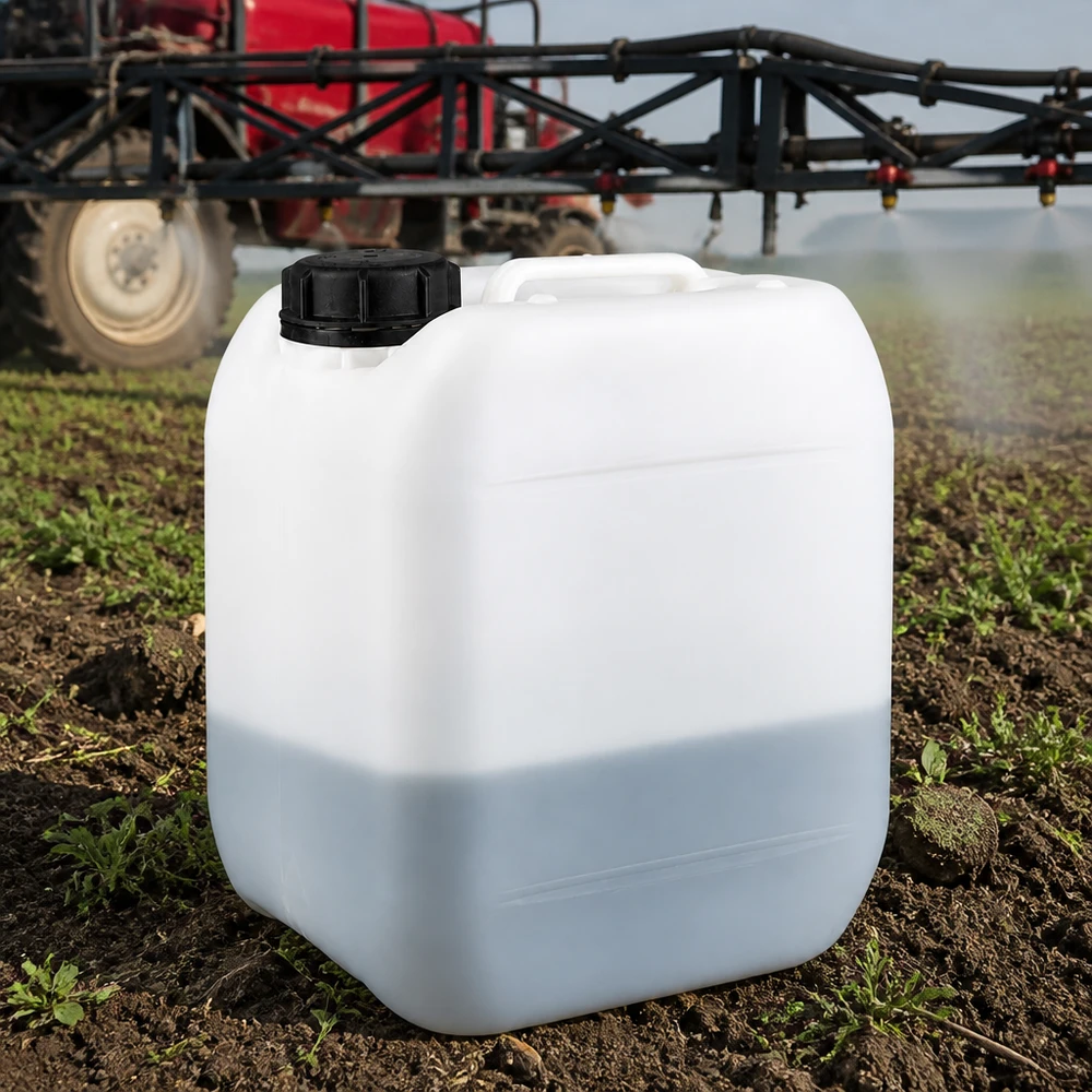 Kanister 5 Liter mit Schraubverschluss Originalitätsverschluss Lebensmittelechter 5L Kanister mit OV-Verschluss im professionellen Agrar-Außeneinsatz