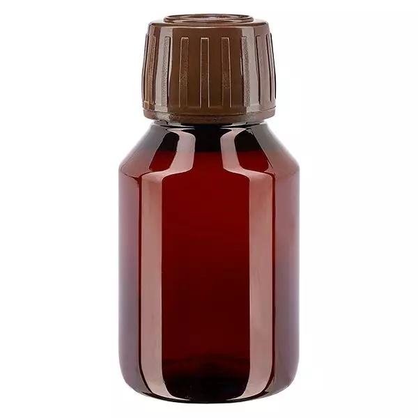 PET Flasche 50ml mit braunem Verschluss Originalitätsverschluss