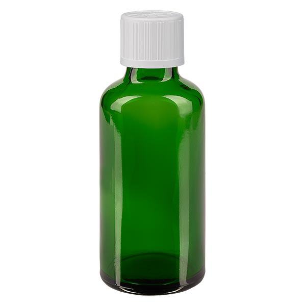 Apothekenflasche grün 50ml Tropfverschluss weiß Kindersicherung Standard
