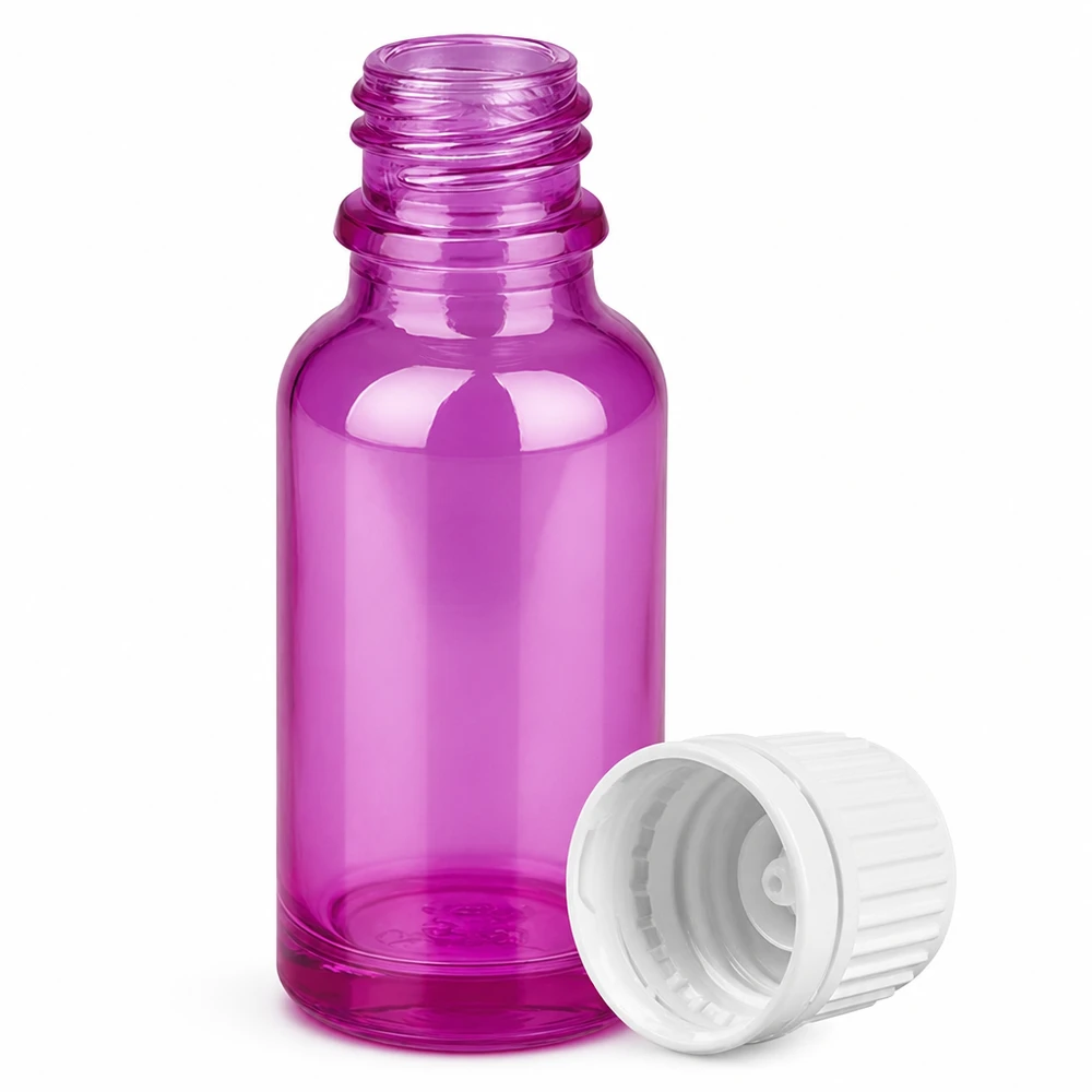 20ml Purple Line Glasflasche mit weißem Originalitätsverschluss für Labor und Apotheke