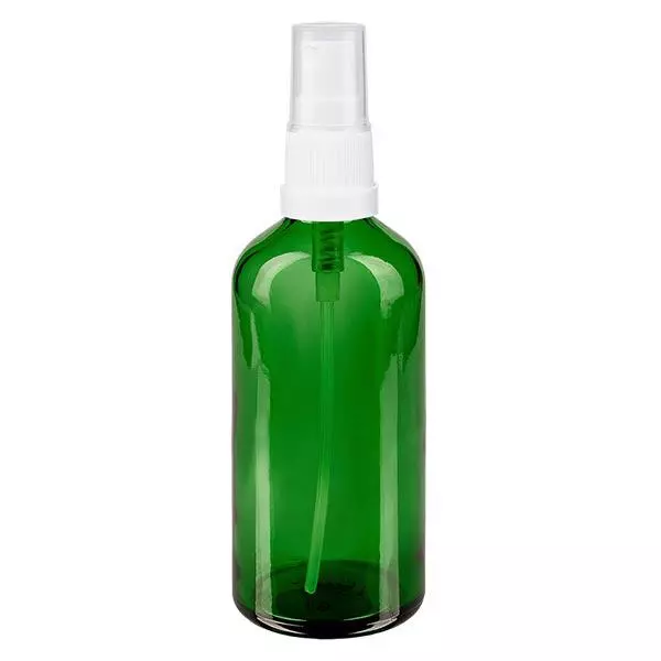 Apothekenflasche grün 100ml Sprayaufsatz weiß Apothekenflasche grün 100ml Sprayaufsatz weiß