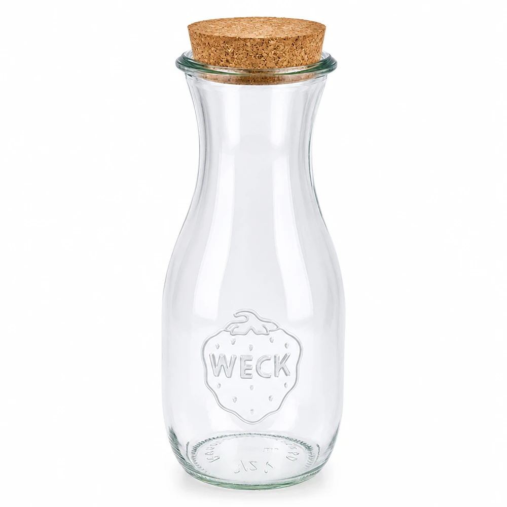 530ml Saftflasche WECK RR60 mit Korken natur WECK Saftflasche 530ml aus Glas mit Naturkorken RR60 Verschluss transparent leer Einmachglas Vorratsglas
