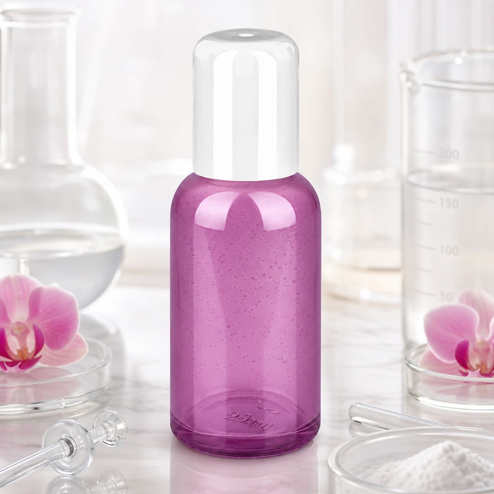 Hochwertige 30ml Glasflasche in Violett mit Roll-On Funktion für Aromatherapie und Kosmetik
