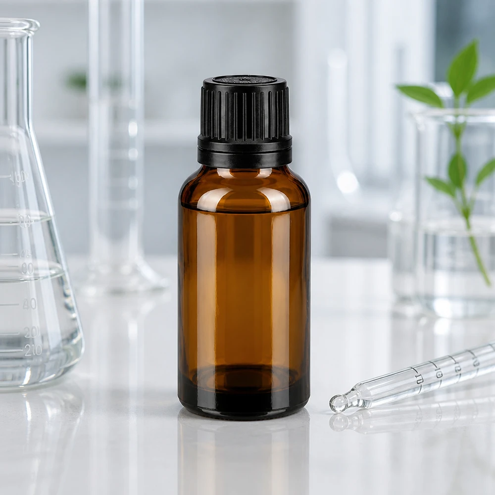 Apothekenflasche braun 20ml Tropfverschluss Giessring 1mm schwarz Originalitätsverschluss UV-schützende 20ml Tropfflasche ApoGlas mit 1mm Tropföffnung und schwarzem Deckel