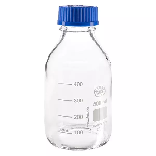 Laborgewindeflasche 500ml mit Kappe, Borosilikat Laborgewindeflasche 500ml mit Kappe, Borosilikat