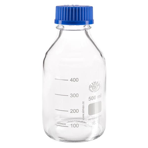 Laborgewindeflasche 500ml mit Kappe, Borosilikat