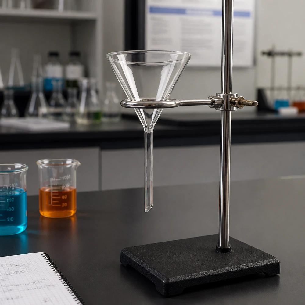 Trichter ø80mm Kalk-Soda, Winkel 60°, Kurzstil Ergonomischer Labortrichter mit kurzem Stiel für einfache Handhabung beim Befüllen kleiner Öffnungen