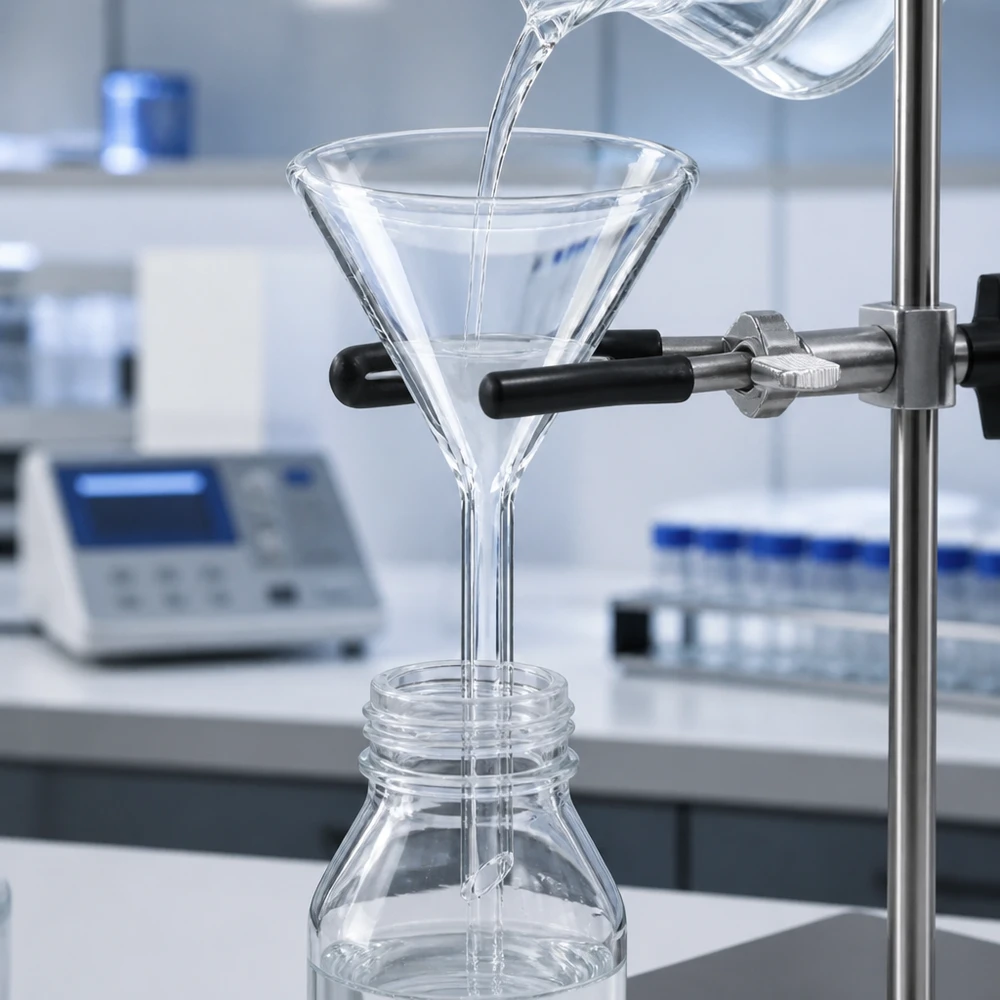 Trichter ø50mm Kalk-Soda, Winkel 60°, Kurzstil Laborglas Trichter 50mm Durchmesser mit Kurzstil für präzise Dosierung und Befüllung