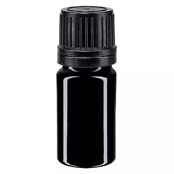 Apothekenflasche violett 5ml Tropfverschluss Giessring 1mm schwarz Originalitätsverschluss