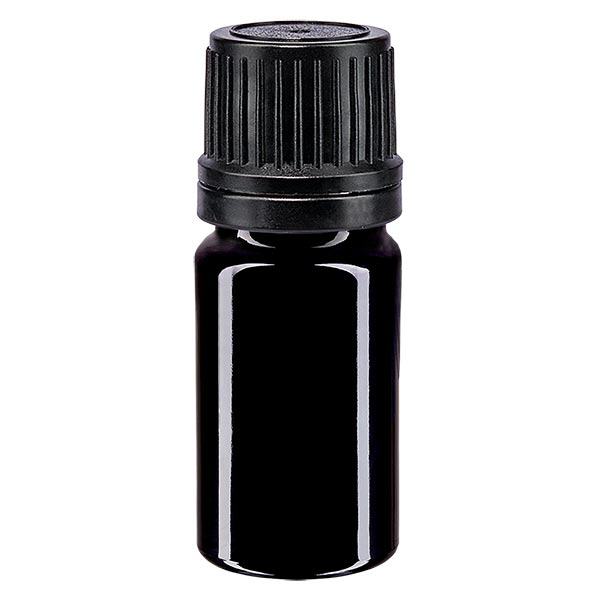 Apothekenflasche violett 5ml Tropfverschluss Giessring 1mm schwarz Originalitätsverschluss Apothekenflasche violett 5ml Tropfverschluss Giessring 1mm schwarz Originalitätsverschluss