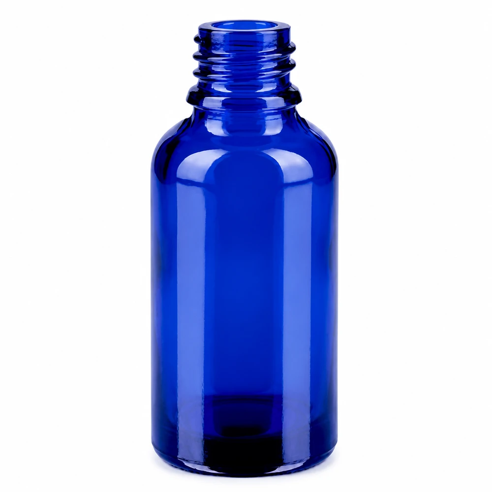 30ml Flasche 11mm Schraubverschluss grün Originalitätsverschluss BlueLine UT18/30 Handliche blaue 30ml Flasche mit grünem OV-System für präzise Dosierung