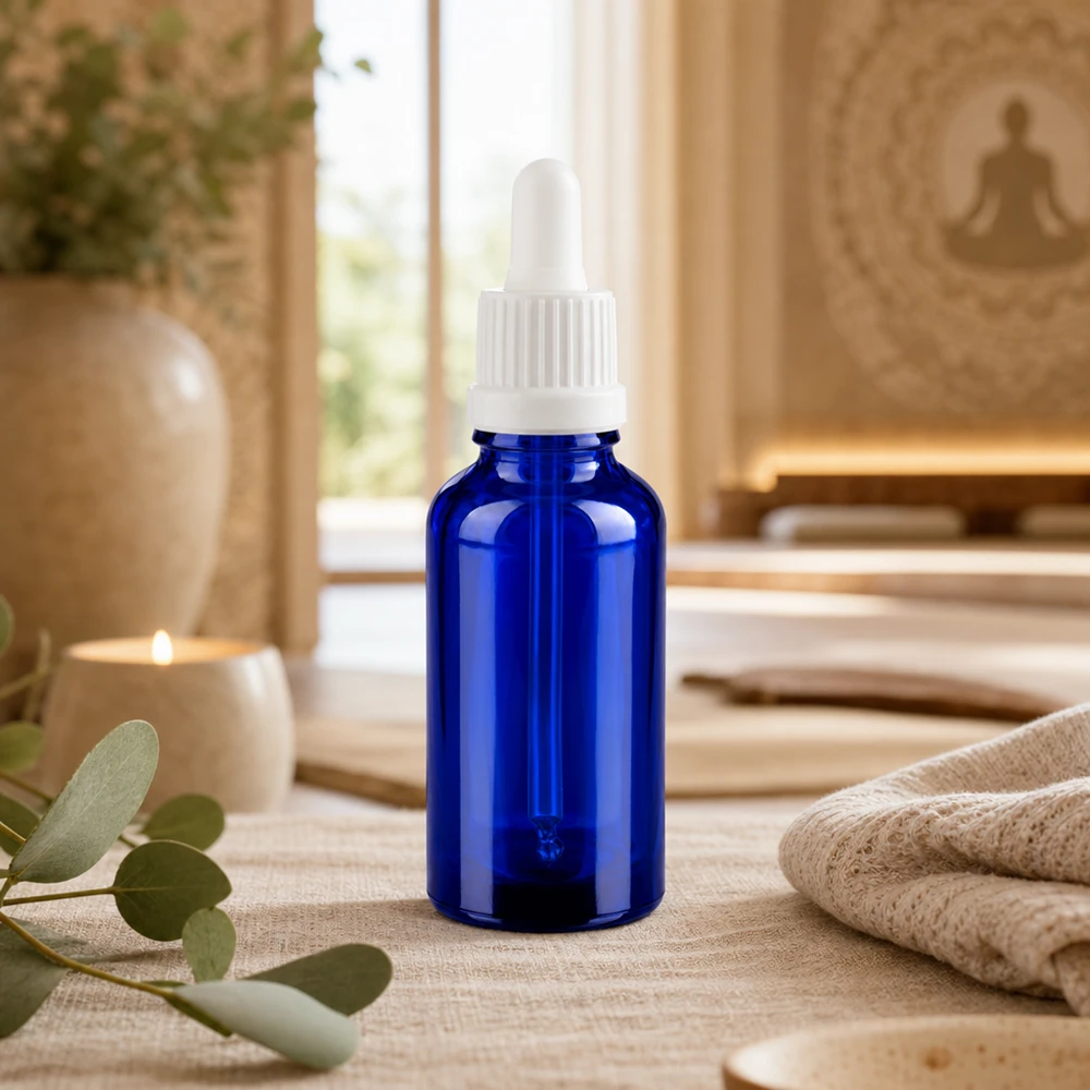 30ml Pipettenflasche weiß Originalitätsverschluss BlueLine UT18/30 Wiederverwendbare 30ml Glasflasche mit Pipette BlueLine UT18 umweltfreundlich und nachhaltig