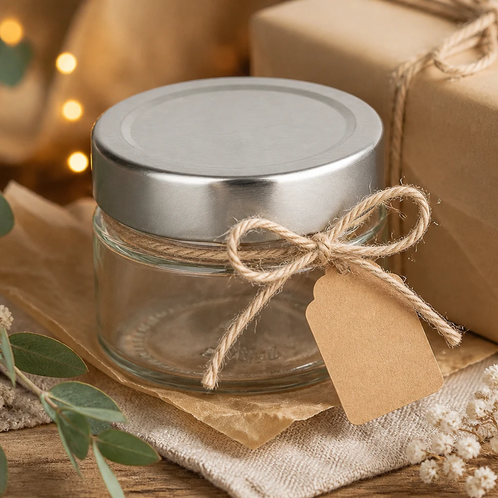 130ml Rundglas 24er-Set mit Deckel (Deckelfarbe: silber) UNiTWIST Kompaktes Schraubglas UNiTWIST 130ml silberner Deckel für selbstgemachte Geschenkideen