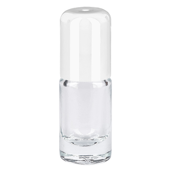Apothekenflasche klar 5ml Roll-On Verschluss weiß Apothekenflasche klar 5ml Roll-On Verschluss weiß