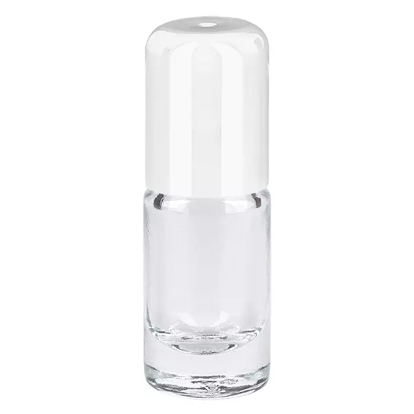 Apothekenflasche klar 5ml Roll-On Verschluss weiß Apothekenflasche klar 5ml Roll-On Verschluss weiß