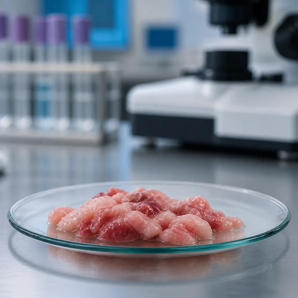 Sterile Uhrglasschale 100mm Durchmesser mit organischen Proben für biotechnologische Forschung