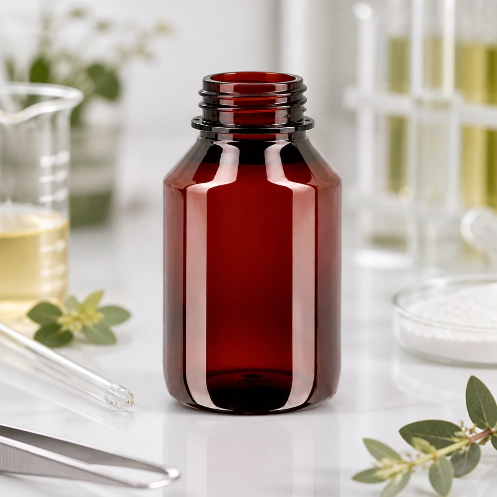 Leichte 50ml PET Flasche mit grünem Verschluss für die sichere Lagerung von Naturheilmitteln