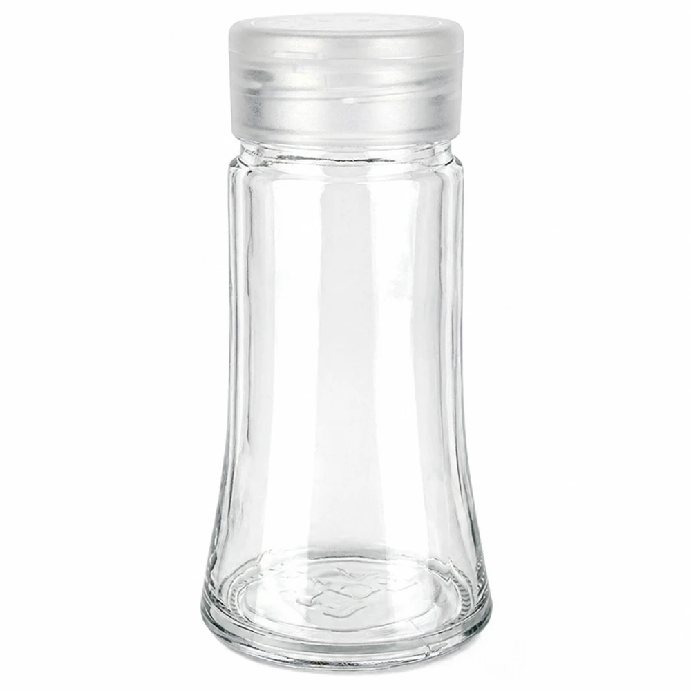 Salz-/Gewürzglas 95ml mit Streuer weiss Mundgeblasenes Klarglas-Salzstreuer mit weißem Kunststoffaufsatz geschwungene Trichterform