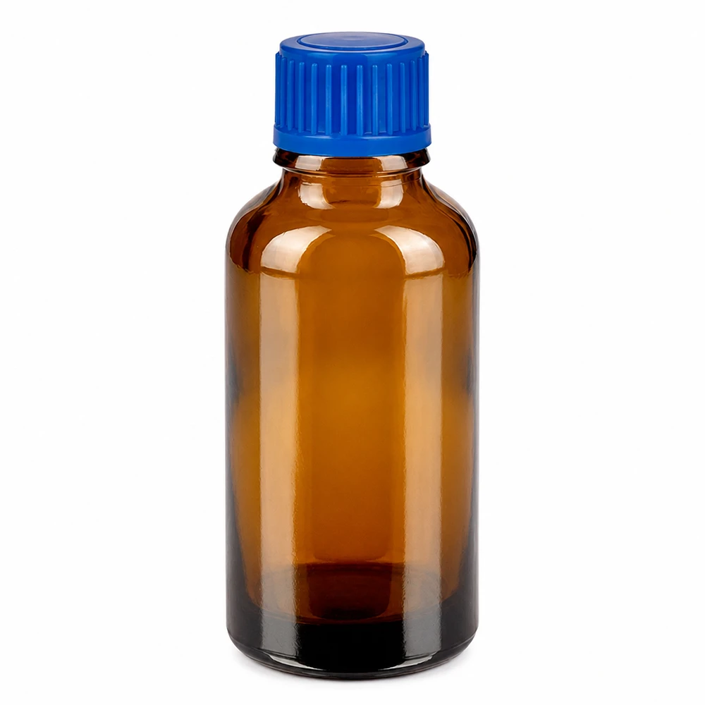 30ml BrownLine Flasche mit blauem SV-Verschluss für pharmazeutische Anwendungen