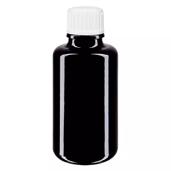 Apothekenflasche violett 30ml Tropfverschluss weiß 0.8mm Standard