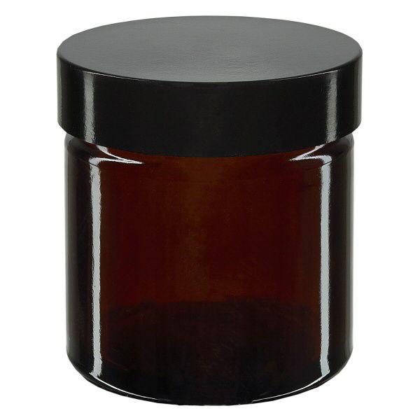 60ml Glastiegel. braun, mit schwarzem Bakelit ApoGlas 60ml Glastiegel. braun, mit schwarzem Bakelit ApoGlas