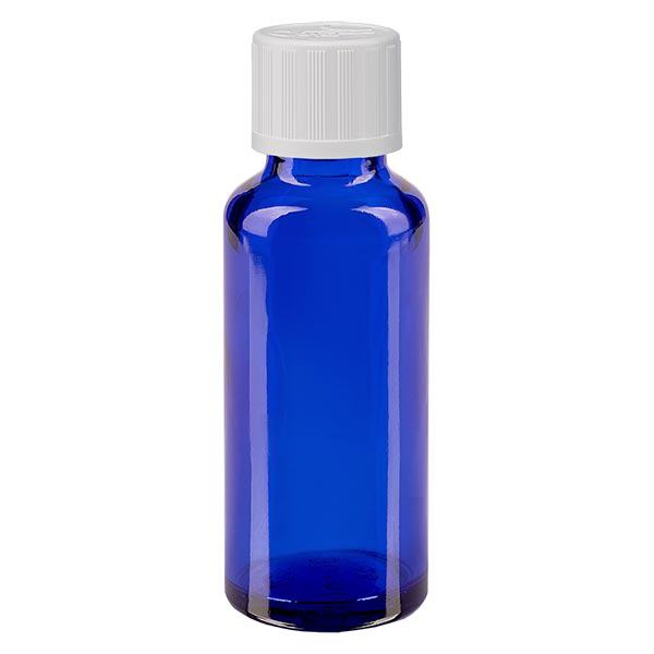 Apothekenflasche blau 30ml Schraubverschluss weiß Kindersicherung Standard