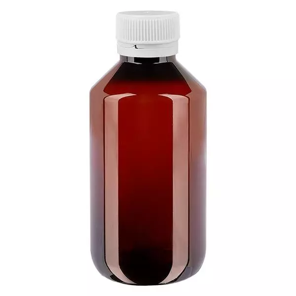 PET Flasche 200ml mit weißem Originalitätsverschluss geriffelt
