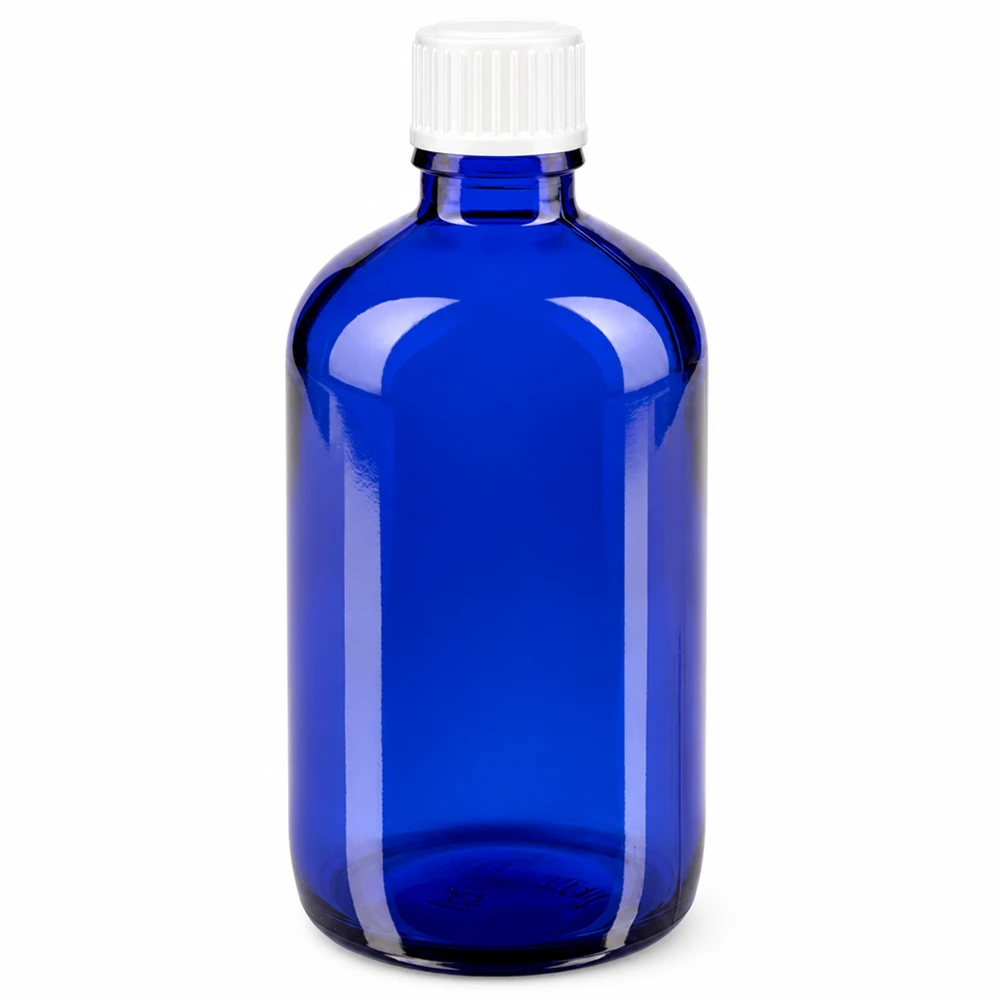Kleine blaue Glasflasche 100ml für Medikamente Tinkturen und pharmazeutische Produkte